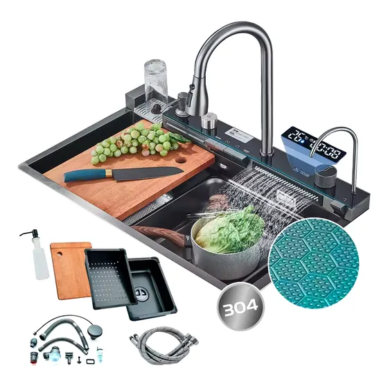 Bacha Cocina Smart Led Inteligente Inoxidable 304 75cm Tawak