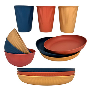 Kit Completo Bambu Pp Pratos Bowl Copo Colorido Stripes Lyor Kit Completo Bambu Pp Pratos Bowl Copo Colorido Stripes Lyor