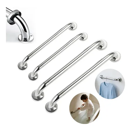 Barra Alça Apoio Banheiro 40 E 60cm Alta Qualidade Inox 4pcs Prateado