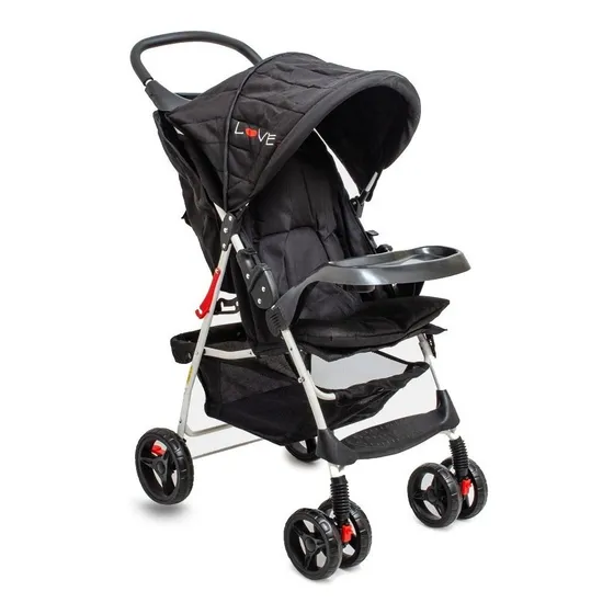 Cochecito Bebe Paseo Cuna Love Plegado Doble Bandeja 220 Color Negro Color del chasis Blanco
