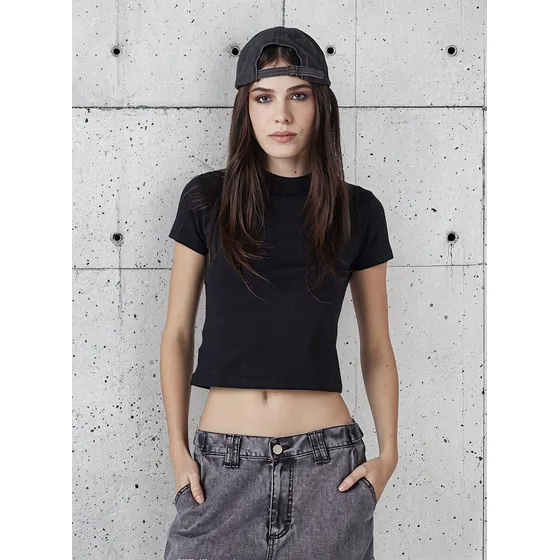 Remera Negra Mujer Baby Tee Lisa Midway