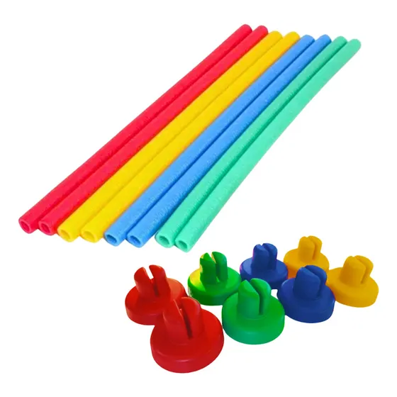 Kit Com 8 Isotubos Coloridos E 8 Ponteiras Coloridas Para Cama Elástica Pula Pula Peças De Reposição E Segurança Val Brinquedos