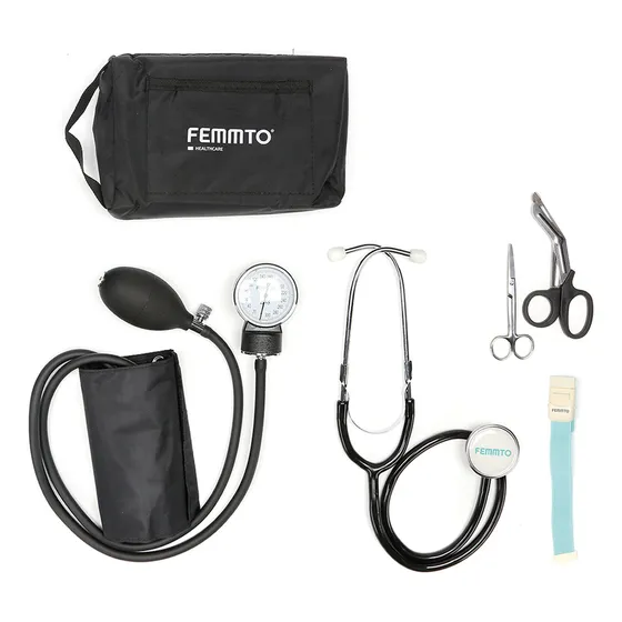 kit enfermeria Completo tensiometro manual aneroide estetoscopio Tijeras Lazo esfingomanometro de Palma Femmto