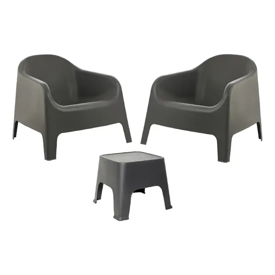 Juego De Jardin Sillon Skarpo X2 + Mesa Sunset Garden Life Estructura Negro