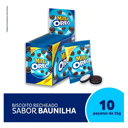 Biscoito Recheado Mini Oreo Original 35g - Caixa com 10 unidades