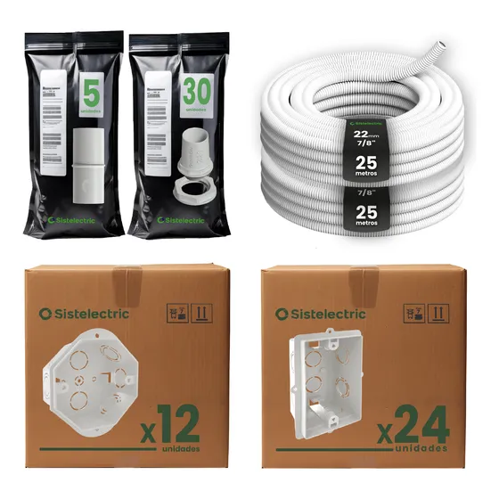 Kit Caño Corrugado 7/8 Cajas Embutir Instalación Eléctrica