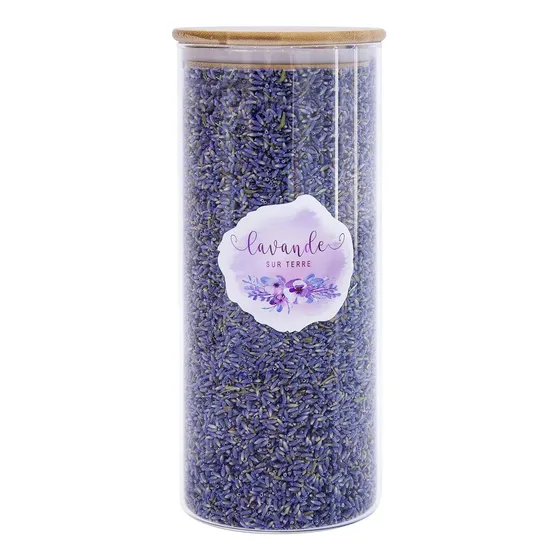 8 Taza Lavanda Botella Vidrio Grande Capullo Flor Seca