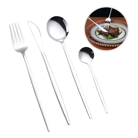 Set Cubiertos X4 Acero Inoxidable Deco Plata Oro Cuchara Color Plateado