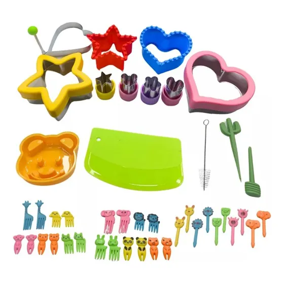 Kit Moldes Cortadores De Formas Pan Galletas Frutas Accesorios Para Loncheras Variadas Y Muy Divertidas