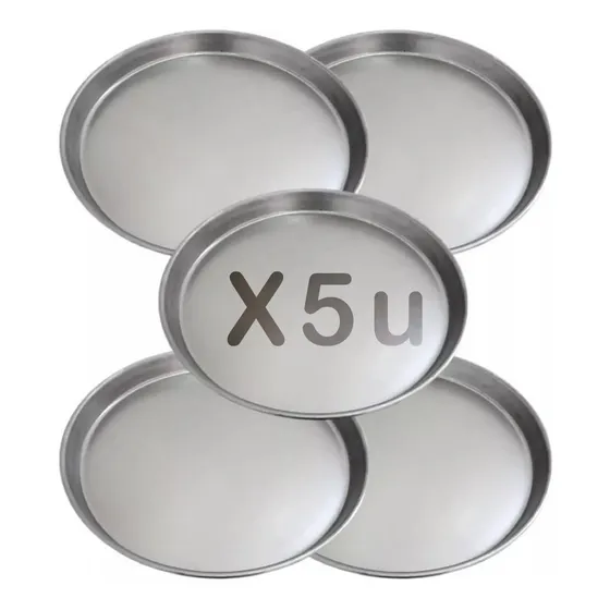 Pizzeras Aluminio N°35 - Combo X 5 - Moldes - Pizza Grande