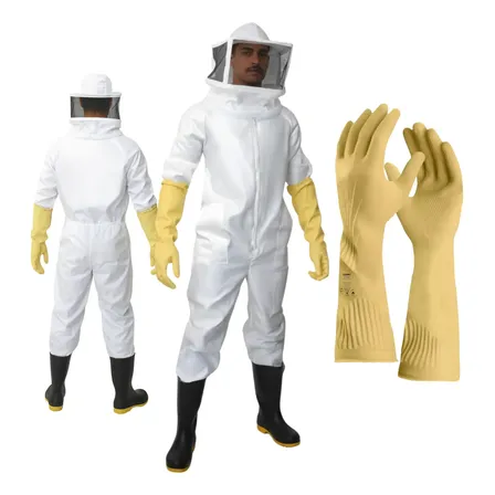 Macacão Apicultor Proteção Contra Abelha Com Máscara + Luvas