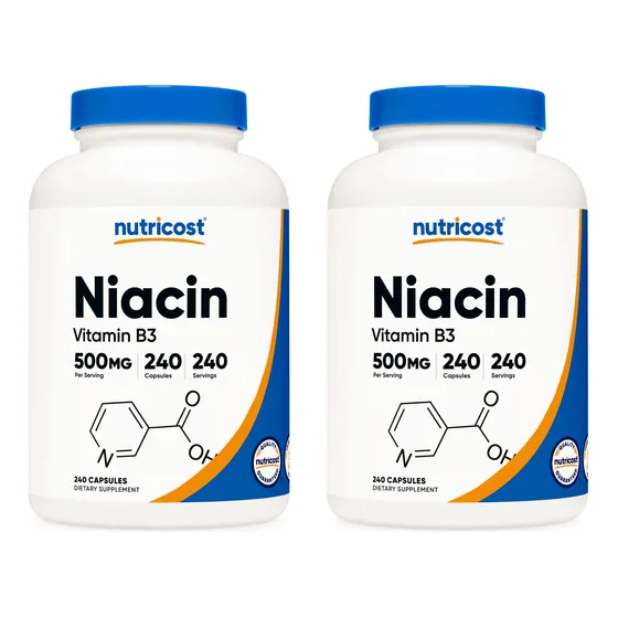 Suplemento Nutricost Niacina (vitamina B3) 500 Mg 240 Cápsul