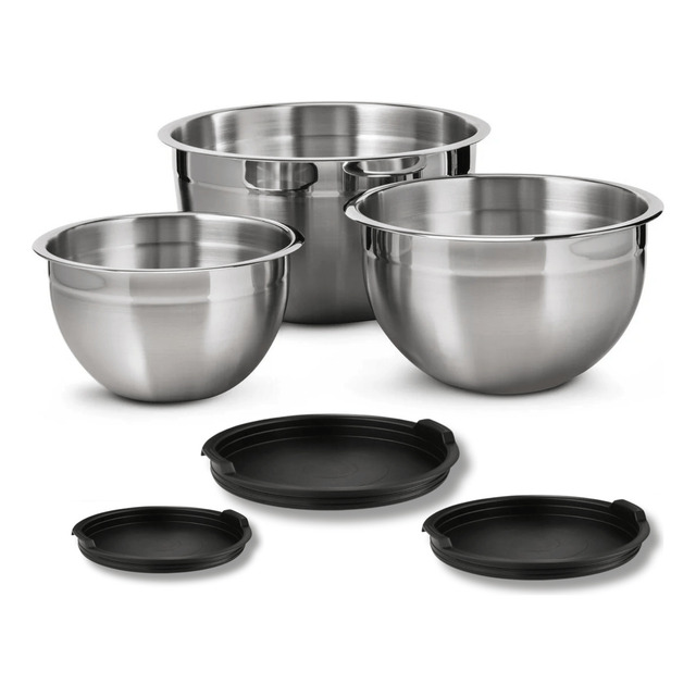 Vittak Conjunto 3 Bowls De Inox Com Tampas Plásticas Tamanhos Variados Vittak Conjunto 3 Bowls De Inox Com Tampas Plásticas Tamanhos Variados