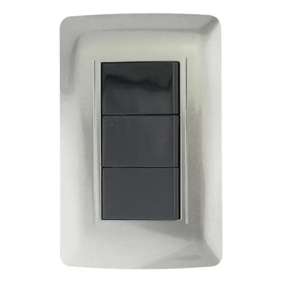 Apagador Triple Sanelec Placa Linea Toscana Graphite