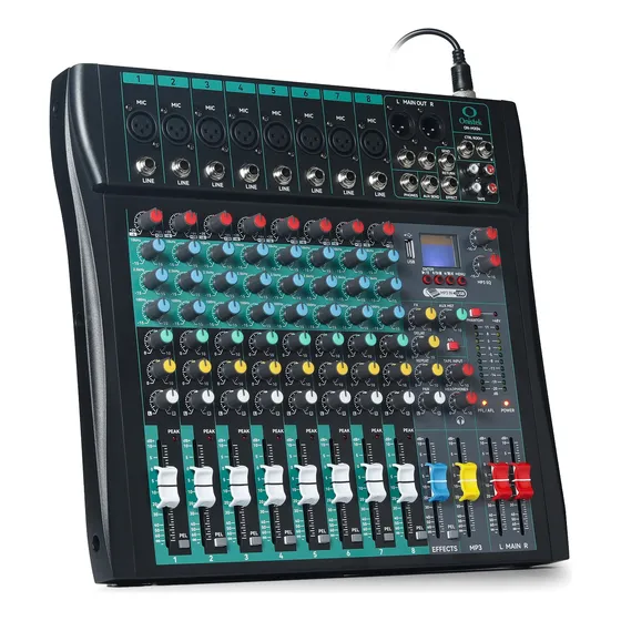 Mesa De Som 8 Canais Bluetooth Phantom Power 48v Usb Mp3 P10