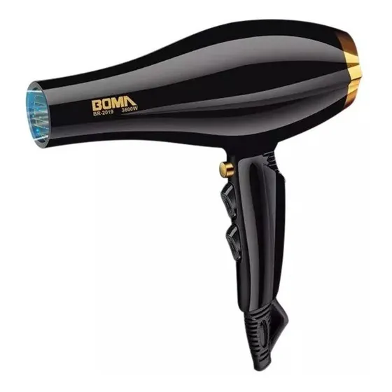Secador De Pelo Profesional 2200w Boma C/ Difusor Frio Calor Color Negro