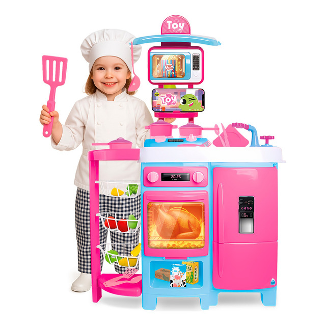 Mega Cozinha Toy Chef Infantil Acessórios Talheres E Frutas Mega Cozinha Toy Chef Infantil Acessórios Talheres E Frutas