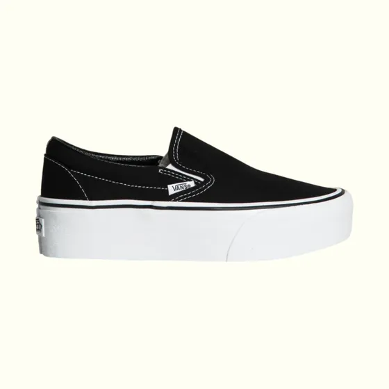 Tenis Vans Classic Slip-on Blanco-negro En Plataforma A7q5rbmx