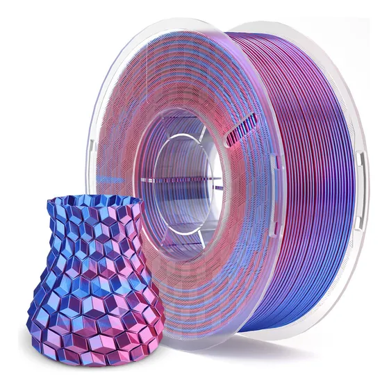 Filamento Pla Silk Dual Color Elegoo 1.75mm 1kg Metálico 3d Cor Silk Blue Purple - Azul E Roxo