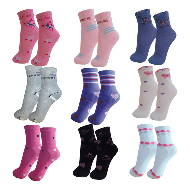 Kit 12 Pares Meias Feminino Cano Médio Adulto Tam Único35-40 Kit 12 Pares Meias Feminino Cano Médio Adulto Tam Único35-40
