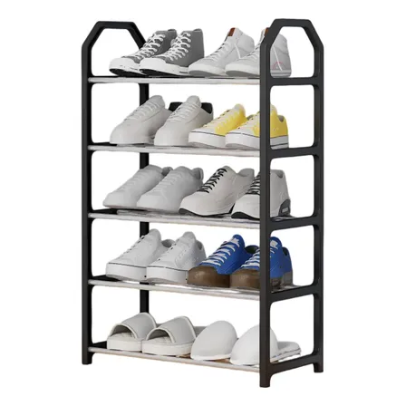 Sapateiras 8 Pares Sapatos Pequena Para Entrada Da Porta Sapateira Preta De Cinco Níveis