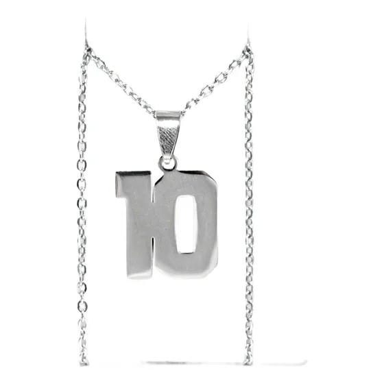 Dije Número 10 Futbolista Delantero Con Cadena Acero
