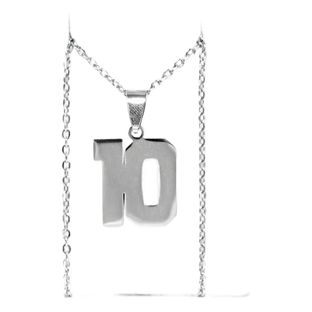 Dije Número 10 Futbolista Delantero Con Cadena Acero