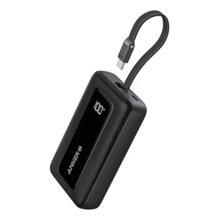 Cargador Portátil Power Bank Anker Zolo, 20000mah 30w Carga Rápida, Batería Externa Con Cable Usb-c,para iPhone 17/15/16, iPad, Macbook, Galaxys24 S23 S22 S21 Y Más, Color Negro Black
