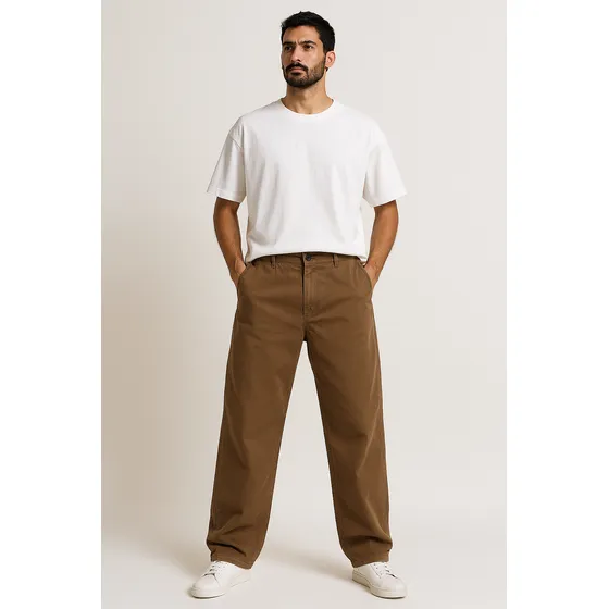 Pantalon Baggy Gabardina Oversize Tendencia Hombre Liso