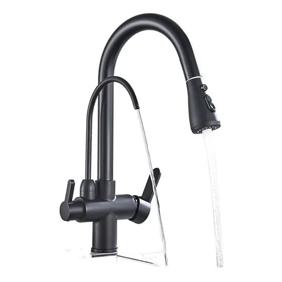Grifo Cocina Tactil Negro Mate Funcion Agua Pura Doble Mango