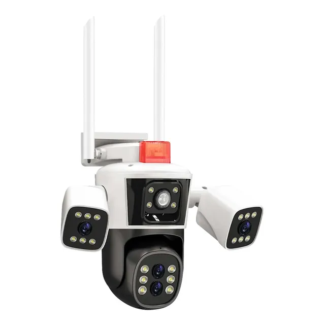 Camara De Seguridad Ajustable Triple Lente Wifi Exterior Color Negro