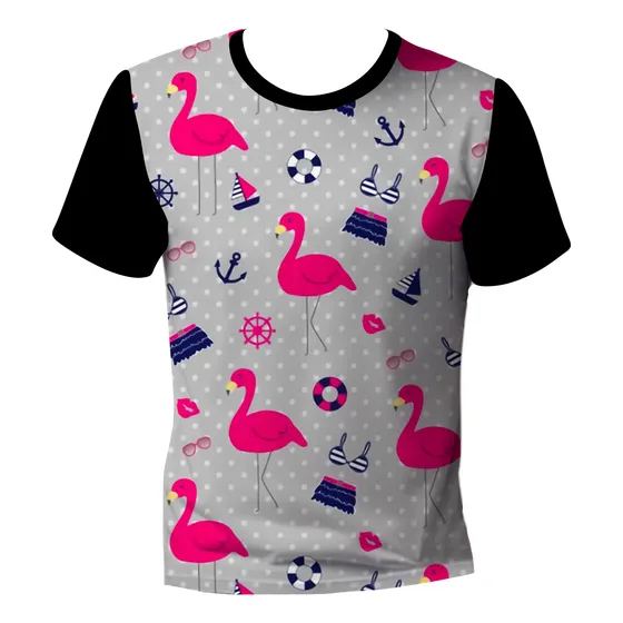 Camisa Camiseta Masculina Flamingos Estampa Moda Tumblr