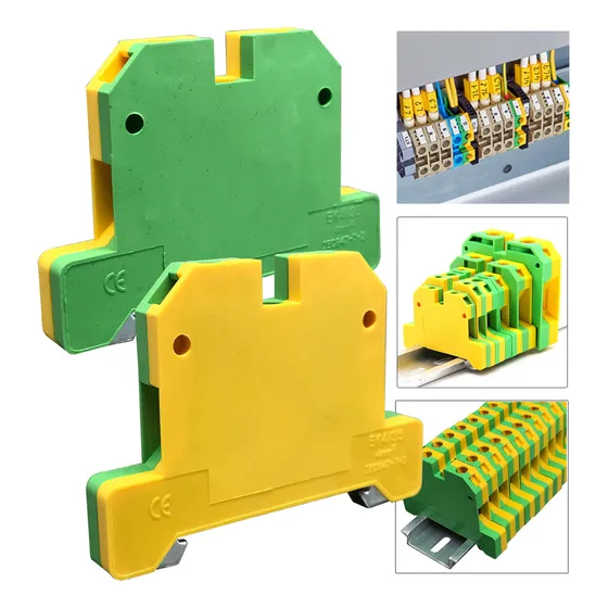 Kit 5un Borne Sak Terra 4mm Trilho Din Verde/amarelo