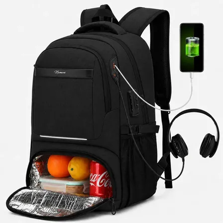 Mochilas para Laptop Impermeable Hombre Viaje 15.6 Pulgadas Reforzada Antirrobo Almuerzo Escolares Negra