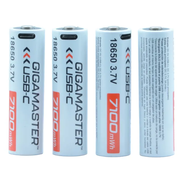 Pack 4 Pilas 18650 3.7v Recargables Usb Tipo C Alta Calidad