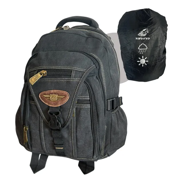 Mochila Grande Lona Resistente Alça Forte Capa Chuva Grátis