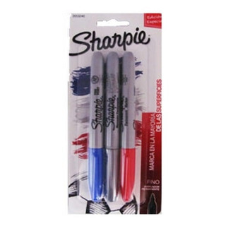 Marcador Permanente Sharpie Fino Azul Plata Rojo Tarjeta/3pz Marcador Permanente Sharpie Fino Azul Plata Rojo Tarjeta/3pz