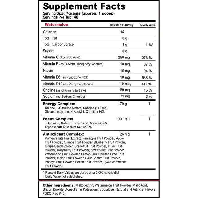 G Fuel Watermelon Elite Energy Powder, 9.8 Oz (40 Porciones)