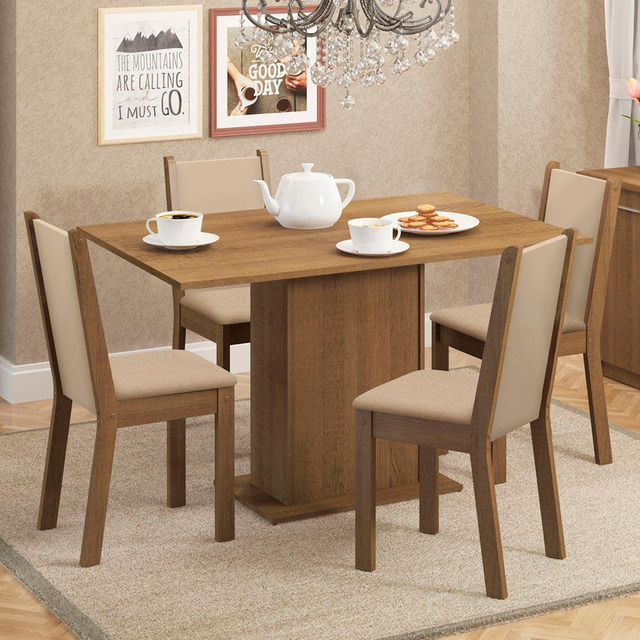 Sala De Jantar Madesa Talita Mesa Tampo Madeira 4 Cadeiras Cor Rustic/crema/pérola Desenho... Sala De Jantar Madesa Talita Mesa Tampo Madeira 4 Cadeiras Cor Rustic/crema/pérola Desenho...