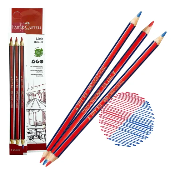 Lapiz Bicolor Triangular Faber Castell 737t Pack De 3 Uni.
