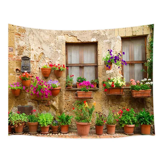 Tapiz Toscano Decoracion Calle Flor Italia Para Pared X