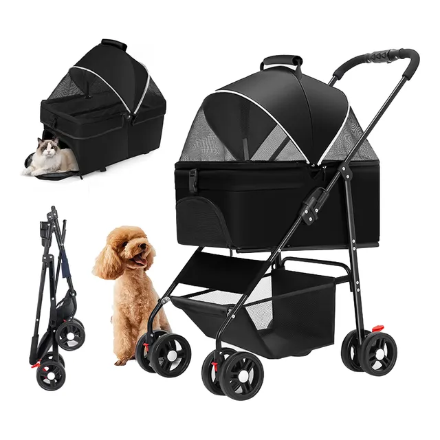 Coche Plegable Koba 3 En 1 Grande Para Perros Y Gatos