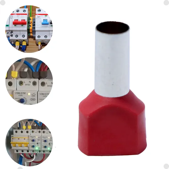 Terminal 10mm Tubular Ilhós Duplo Vermelho Kit 100 Peças