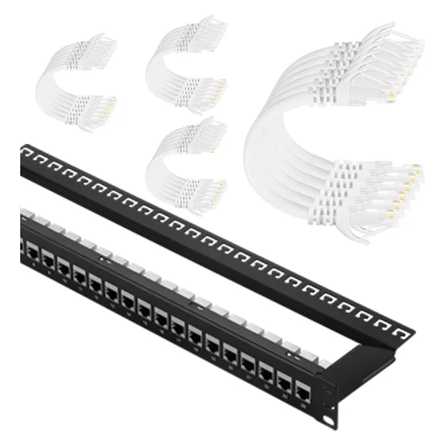 Paquete De 24 Puertos Cat7 Con Cables De Conexión Cat6 De 30