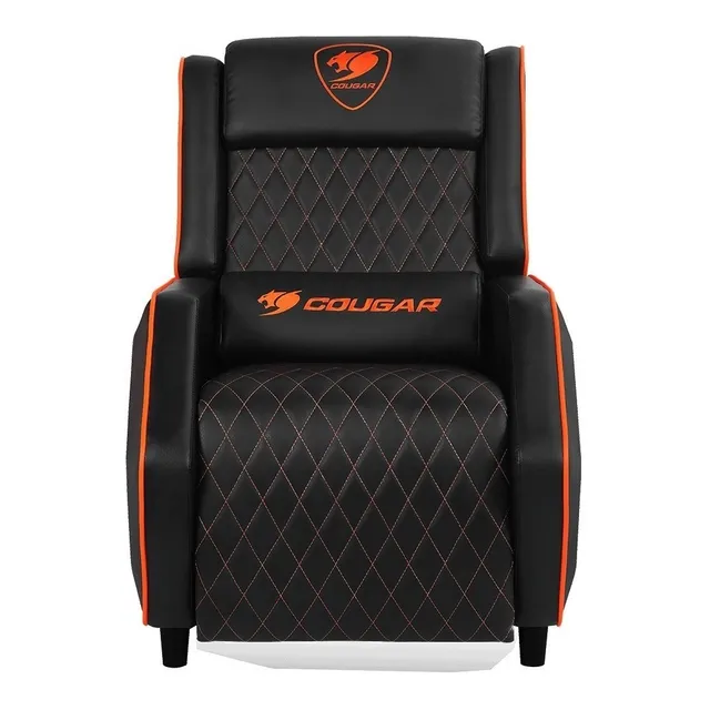 Silla de escritorio Cougar Ranger gamer ergonómica negra y naranja con tapizado de cuero sintético
