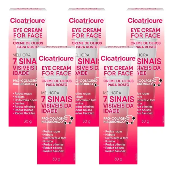 Kit Cicatricure Eye Cream For Face Com 5 Caixas De 30g Cada