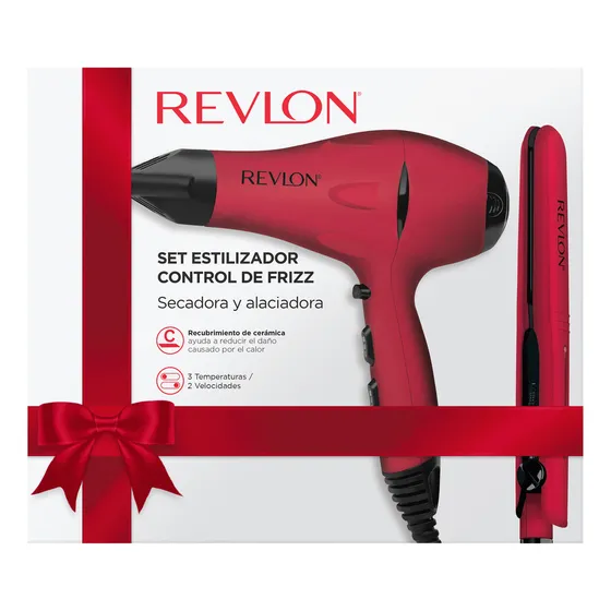 Combo Secador De Pelo + Planchita Revlon Frizz Control