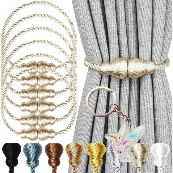 6 Abrazaderas Magnéticas Para Cortinas Cortina Decor Cuerda
