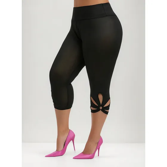 Leggings Deportivos Con Dobladillo Recortado De Talla Grande