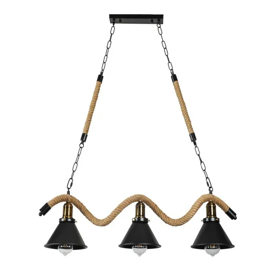 Lámpara Colgante Cáñamo Con Cadena Tres Luces E-27 / Hb Led